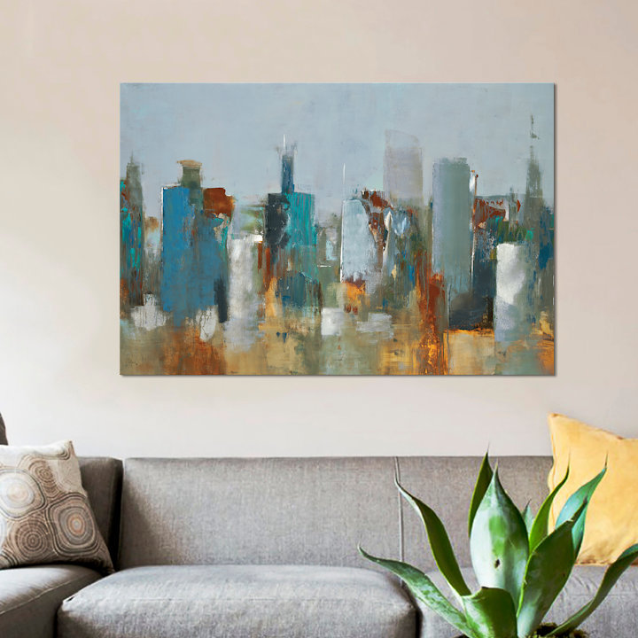 « cityscape », impression sur toile, H 18 po x l 26 po x P 1,5 po, Toile tendue, Pas de tapis
