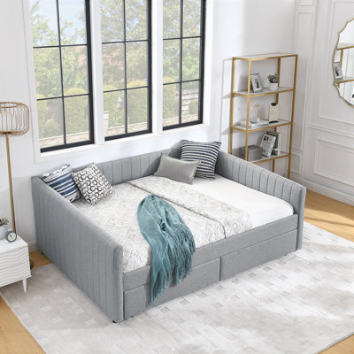 Upholstered Daybed Sofa Bed with Two Drawers by Hokku Designs