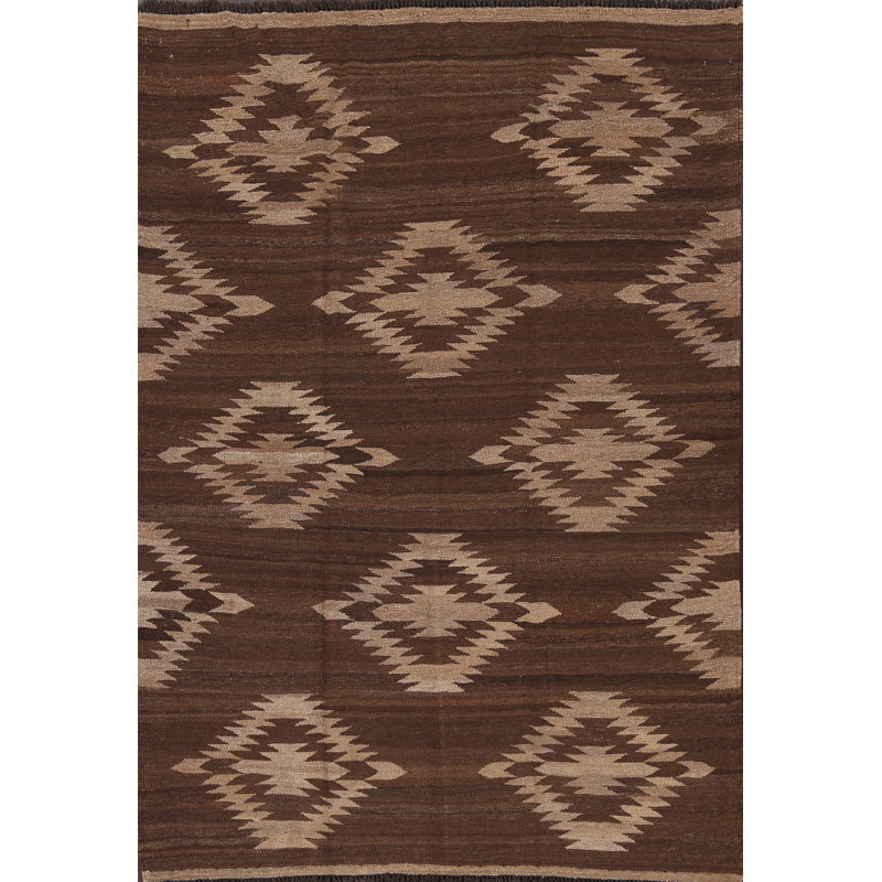 Tapis couleur terre en laine Kilim 5 x 7