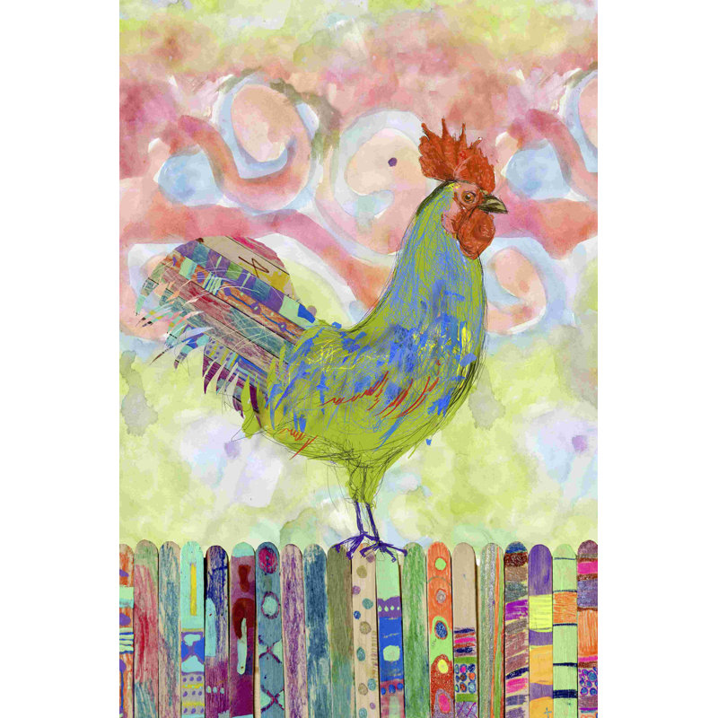 Coq sur une clôture I, H 18 po x l 12 po x P 1,25 po