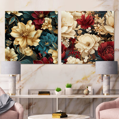Vannatta - Floral Metal Wall Art Living Room Square Set Of 2