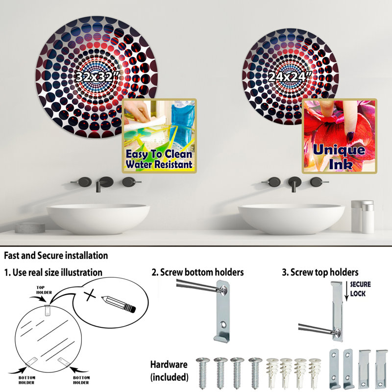 Sebasco - Miroir décoratif à cercles concentriques, 23,6 po x 23,6 po