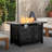 Patio Furniture outdoor acacia wood patio conversation sofa set with table, cushion, stove, porch furniture for deck, balcony, backyard
