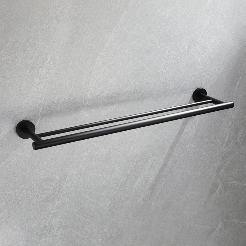 Porte-serviettes de salle de bain moderne 5 - aluminium, support mural noir mat et polyvalent pour la maison Installation facile Étapes en aluminium 5 pièces de qualité