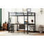 Lit mezzanine double en métal avec bureau - Pièce de chambre à coucher confortable, construction noire-850995891
