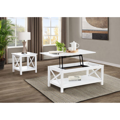 White 2-piece Lift-Top Coffee Table Set