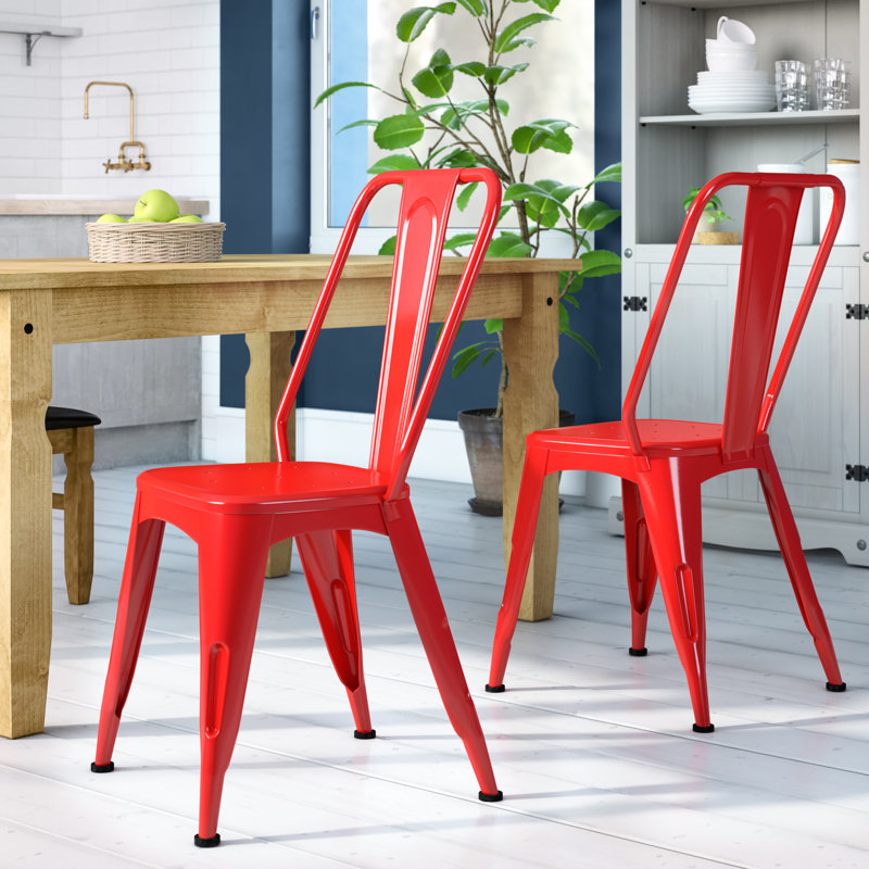 46cm H Metal Stacking Side Chair, Red
