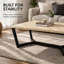 Table basse rectangulaire Strata Orion de 43 po avec dessus en bois et piètement géométrique en métal, bois beige-1386501676
