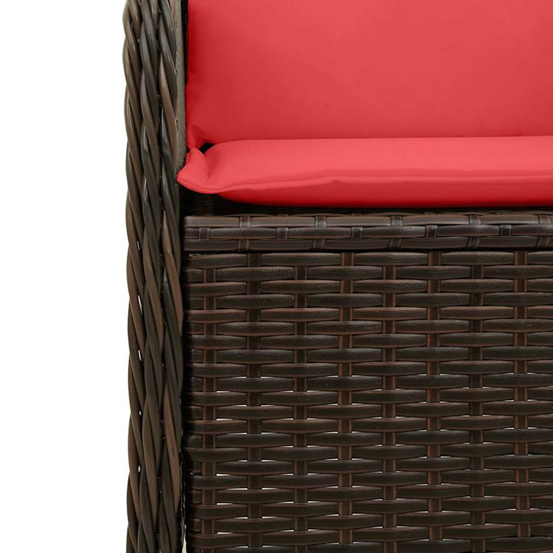 Banc de jardin vidaXL en poly rotin brun, Rouge / brun