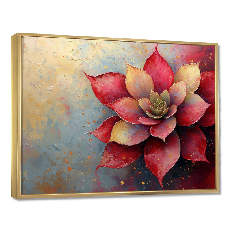 Jacere abstrait vibrant Echeveria Succulent - Succulent Large Art mural, H 34 po x l 44 po, Impression encadrée flottante, Or