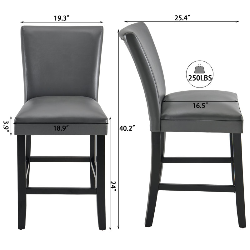 Tabouret de bar et de comptoir, Gris, Tabouret de comptoir (siège d'une hauteur de 24 p