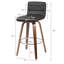 Tabouret pivotant rembourré Bomia avec structure en bois massif et dossier en similicuir en L-221022960-221022963