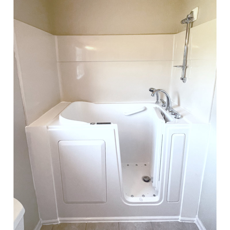 48'' x 28'' Soaking Fiberglass Bathtub with Faucet, Right, White