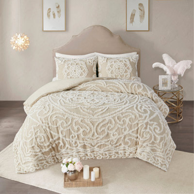 3 Piece Tufted Cotton Duvet Cover Set