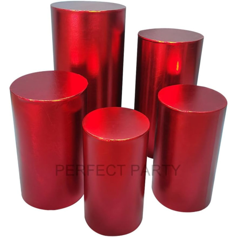 Ensemble de 5 socles cylindriques, Rouge
