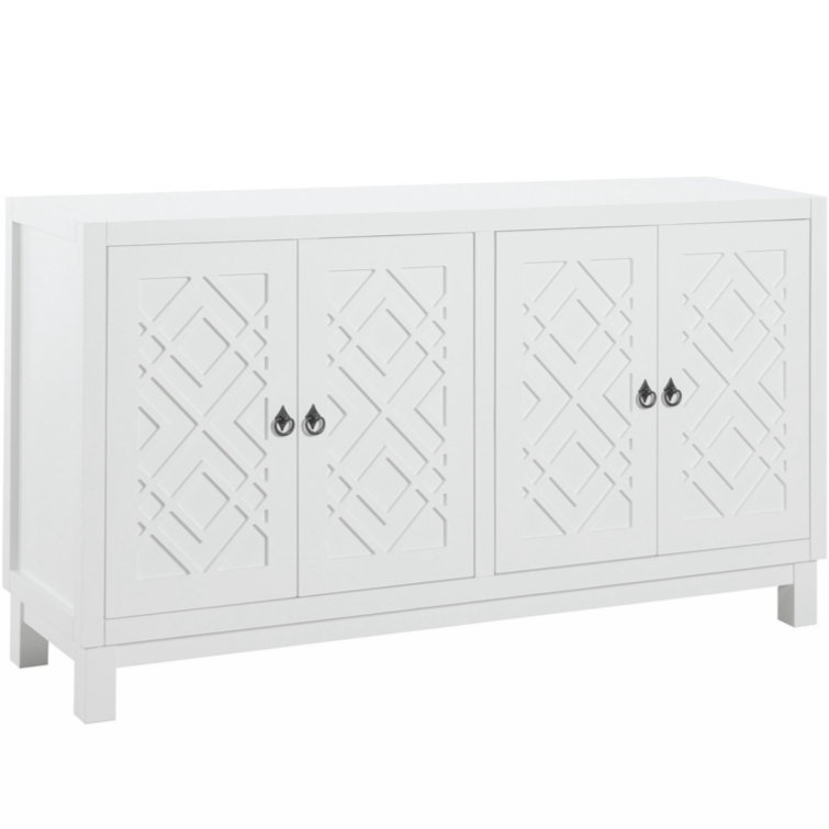 Cedrina 4-Door Large Storage Cabinet,Sideboard with Adjustable Divider and Pull Ring Handles-Stylish Buffet Red Barrel Studio Color: White