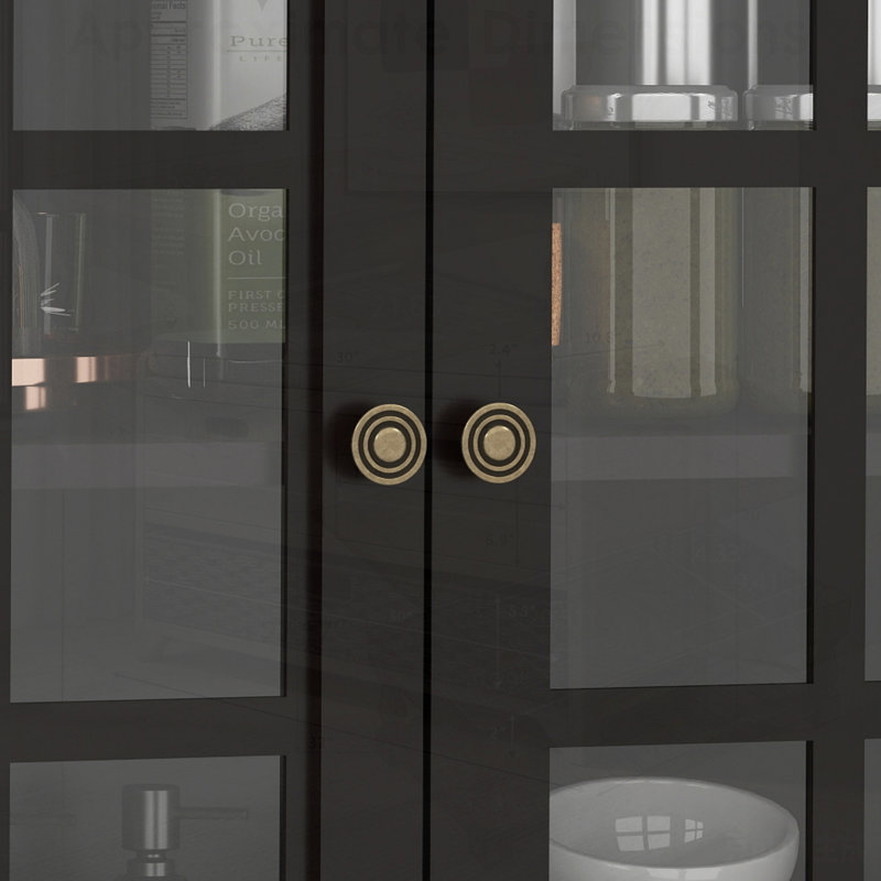 Buffet minimaliste avec portes doubles en verre et tiroir, rangement moderne en bois pour le salon, la salle à manger, le couloir et le vestibule