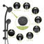 Pomme de douche double multifonction - Système de douche avec pomme de douche à pluie de 4,7 po, douche à main 8 fonctions, barre coulissante réglable, noir mat