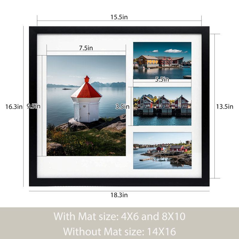 Treymaine Wood Collage Picture Frame, Black, 8'' x 10'', 14" x 16"