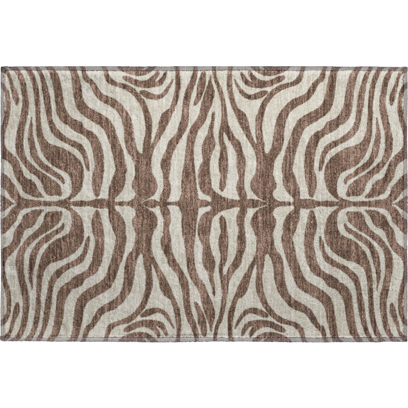 Premium Machine Washable Goulven AMF1042 Animal Print Rug, Rectangle 1'8" x 2'6"