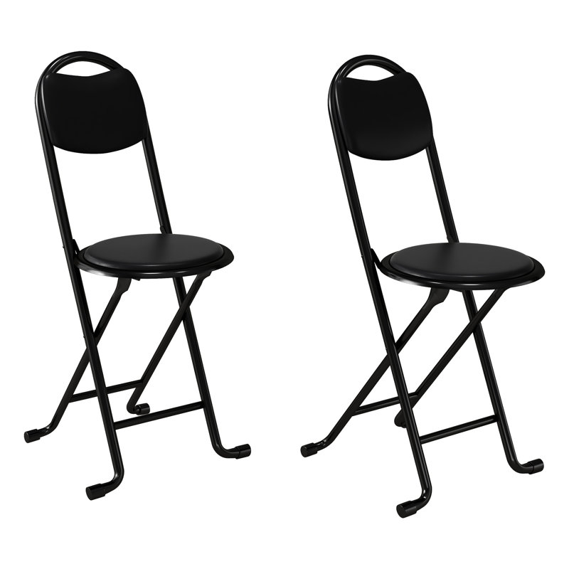 Chaises pliantes portatives 2 pièces avec support pour le dos, sièges rembourrés pour plusieurs utilisations - Petits espaces de conception compacte, cuir d'acier et de polyuréthane, stabilité des pieds en X, repose-pieds, siège facile à nettoyer, siège de 17 po