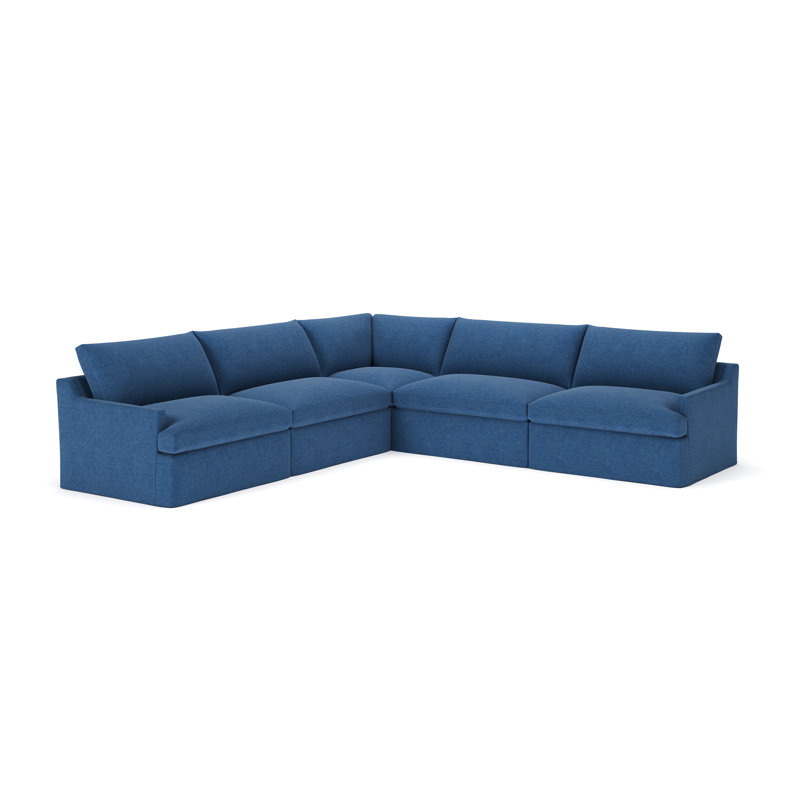 Wrenley 5-Piece Slipcovered Modular Sectional, Classic Indigo Denim