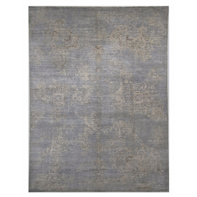 Tapis gris noué à la main de haute qualité