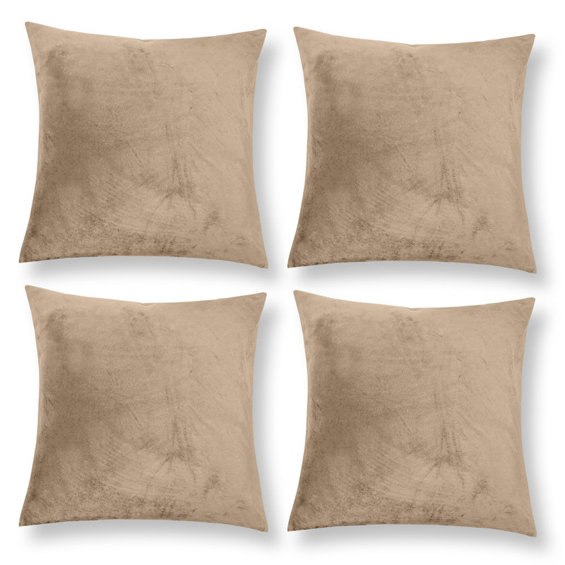 Apex Crushed Velvet Cushion Cover Set, Beige