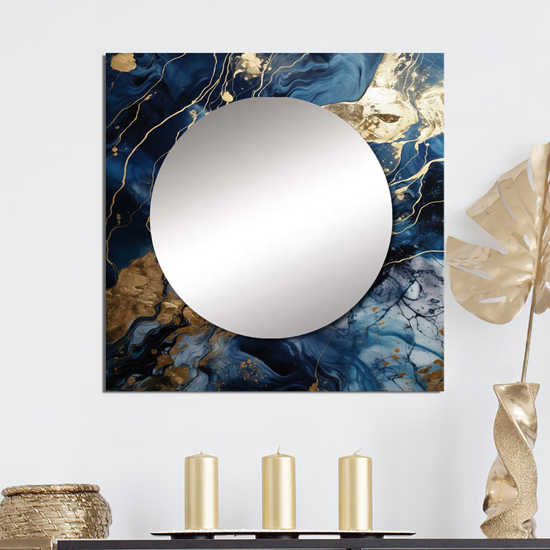 Sharlend - Abstract Marble Square Mirror Wall Decor For Bedroom, 29" x 29"