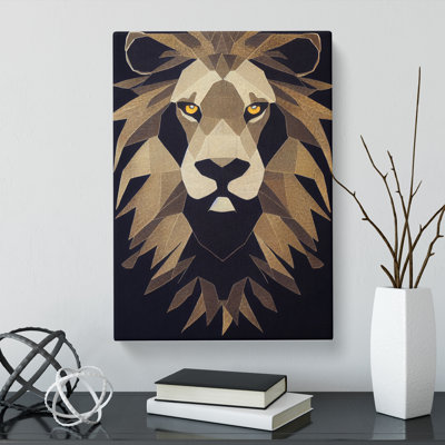 CAN-V0523-1396X Lion Embroidery - Wrapped Canvas Print
