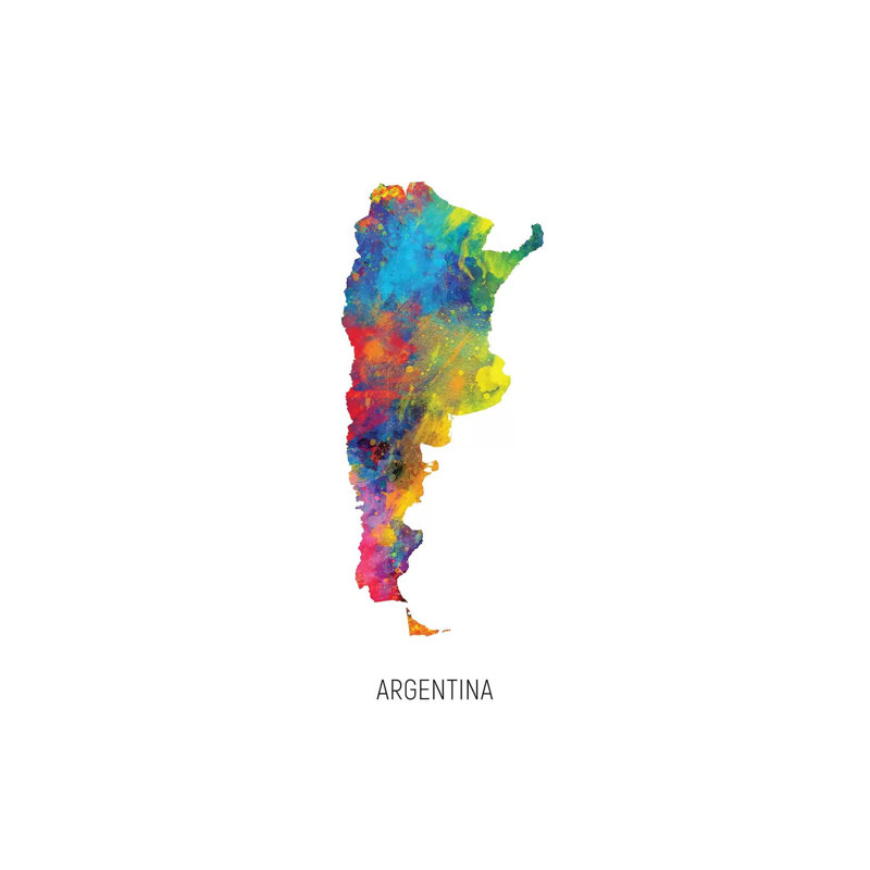 "Carte de l'Argentine" par Michael Tompsett, impression sur toile tendue, H 26 po x l 18 po x P 1,5 po