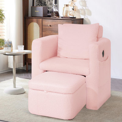 Fauteuil d'appoint Barrel avec repose-pieds de rangement