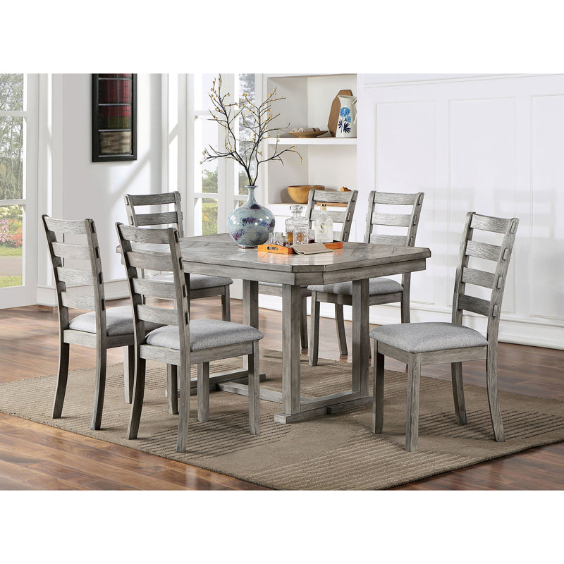 6 - Person Rubberwood Solid Wood Dining Set