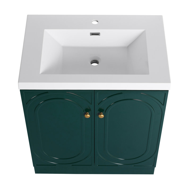 Meuble-lavabo sur pied 30 po avec lavabo en résine, Vert foncé