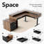 Bureau debout électrique en L de 65,5 po x 57,6 po avec 6 tiroirs de rangement et une armoire de rangement, un bureau de coin assis-debout à deux niveaux, un plateau multiprise et une gestion des câbles, une table de jeu à hauteur réglable