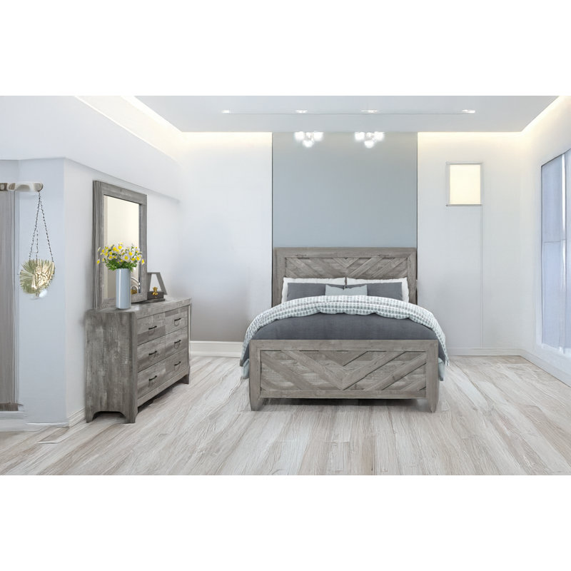 Ensemble de chambre à coucher Sibby, Gris rustique, Grand