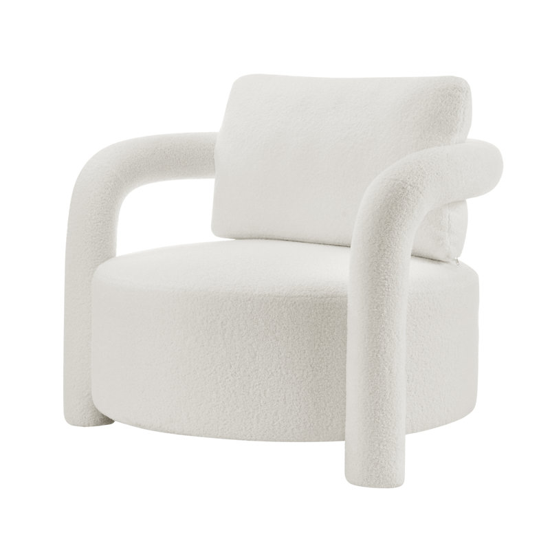 Doiron Faux Shearling Accent Arm Chair, Wilmont White Faux Leather