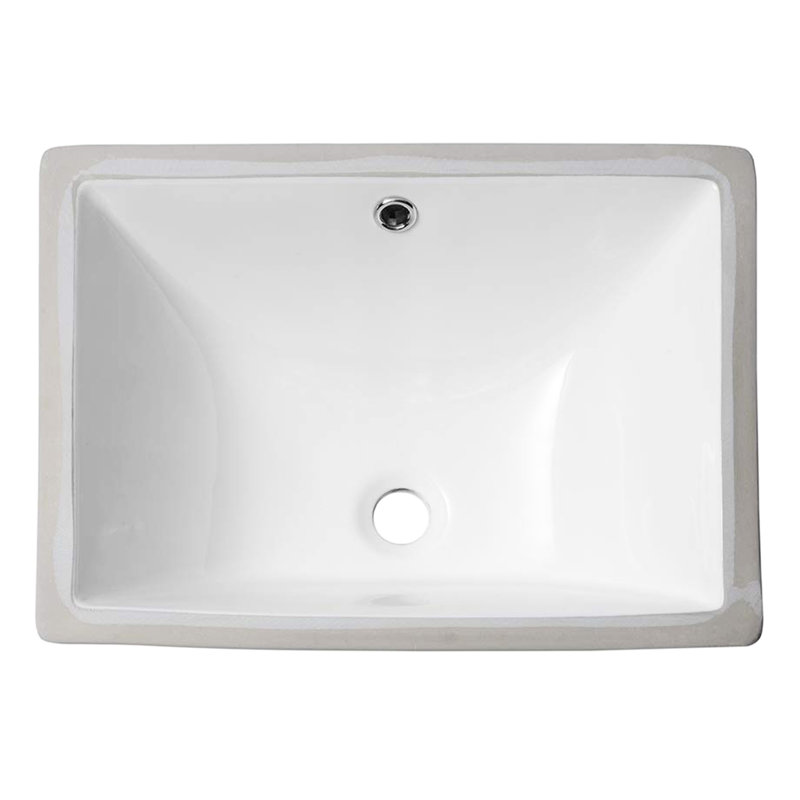 Modern Rectangular Ceramic Undermount Sink With Overflow - 18.5"X13.5" White, Stain For Bathroom, Office, , Restaurant White Bathroom Modern, Overflow, Different Spaces