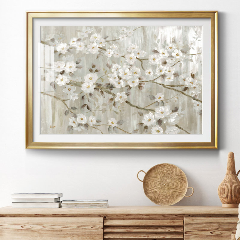 " Neutral Spring ", 22.5" H x 30.5" W x 1.5" D, Gold Framed Paper