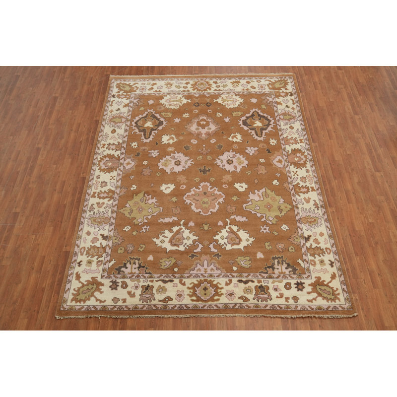 Tapis transitionnel à motif floral en laine All-Over Oushak 9x12
