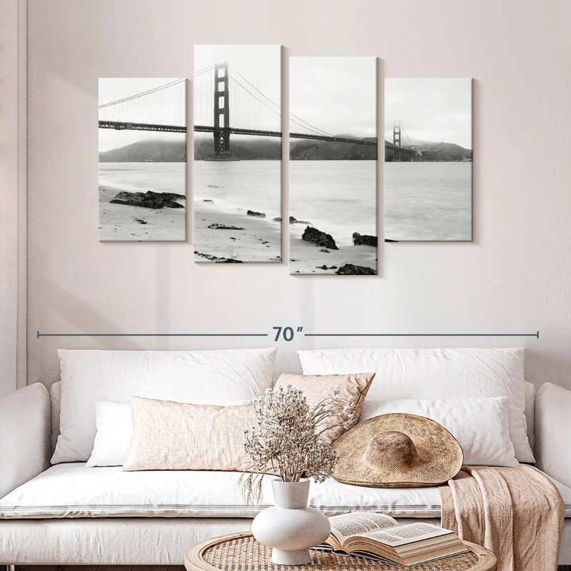 Pont Golden Gate - monochrome, H 32 po x l 52 po