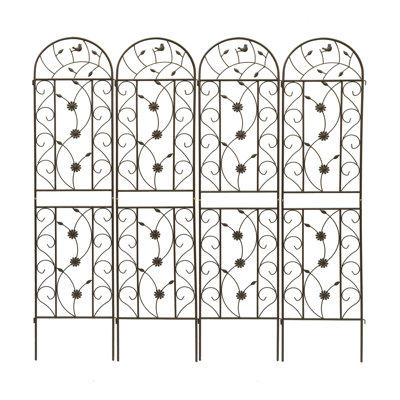 4 Pack Metal Garden Trellis 86.7" x 19.7" Rustproof Trellis for Climbing Plants Outdoor Flower Support Brown