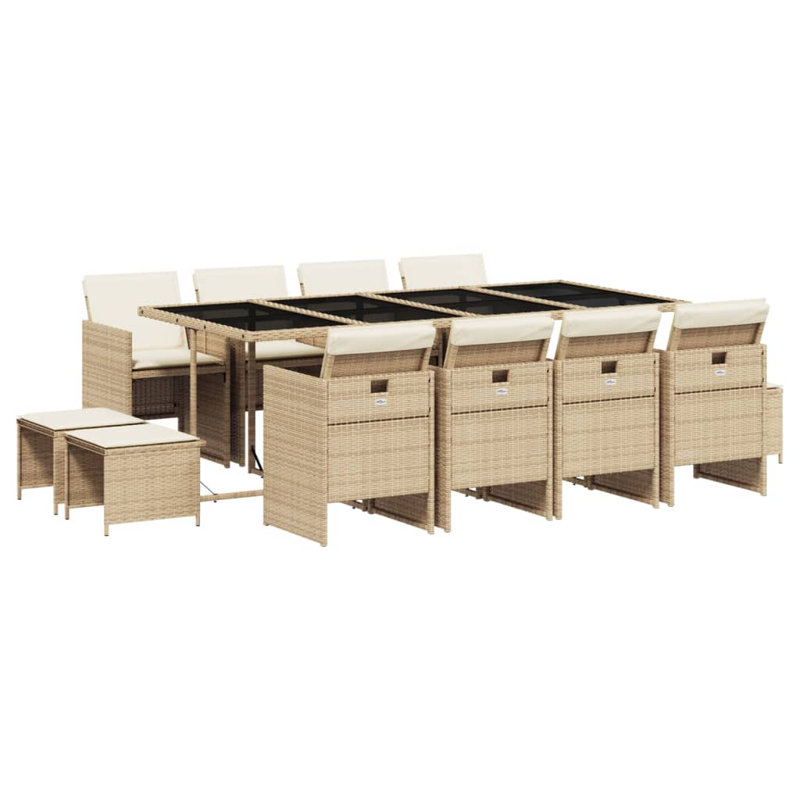  Garden Dining Set Beige And Black, Cream White, Beige