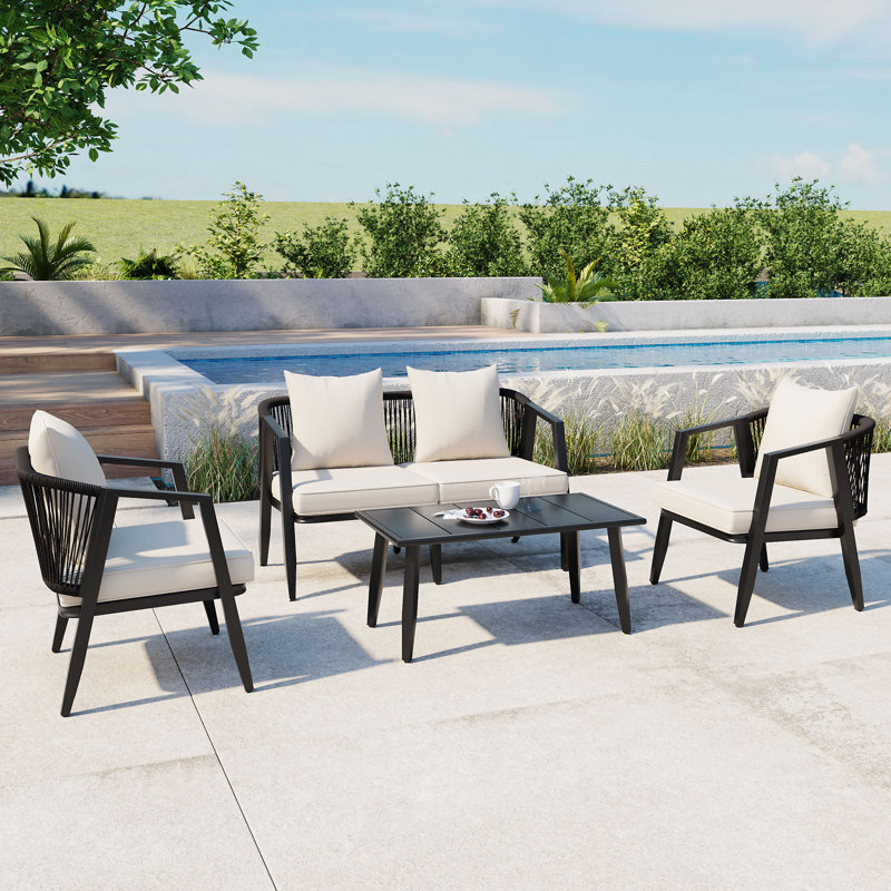 Ensemble de sièges d'extérieur durables et confortables, Beige, Black