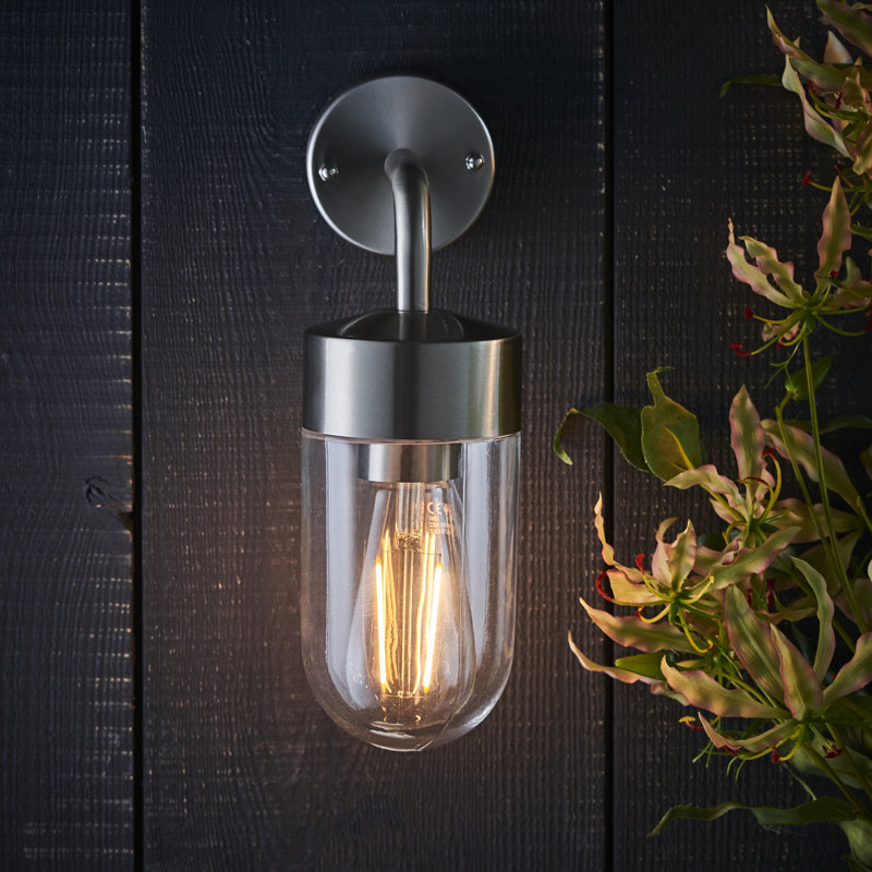 Myla 21cm H Outdoor Barn Light, Brushed Stainless Steel