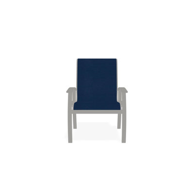 Belle Isle Sling Aluminum Frame Dining Height Arm Chair with Marine Grade Polymer Arm Accent