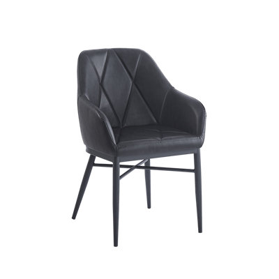 Fauteuil noir avec pieds en métal et siège en vinyle noir