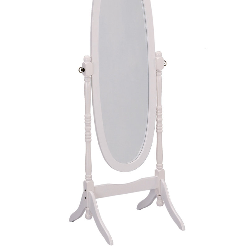 Miroir sur pied 59,25 "de haut avec finition blanche, forme ovale, 59,53 po x 23,03 po, Blanc
