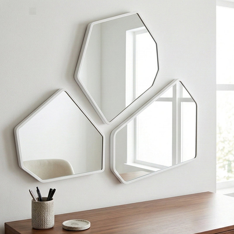 Ensemble de 3 miroirs muraux Callista, Blanc