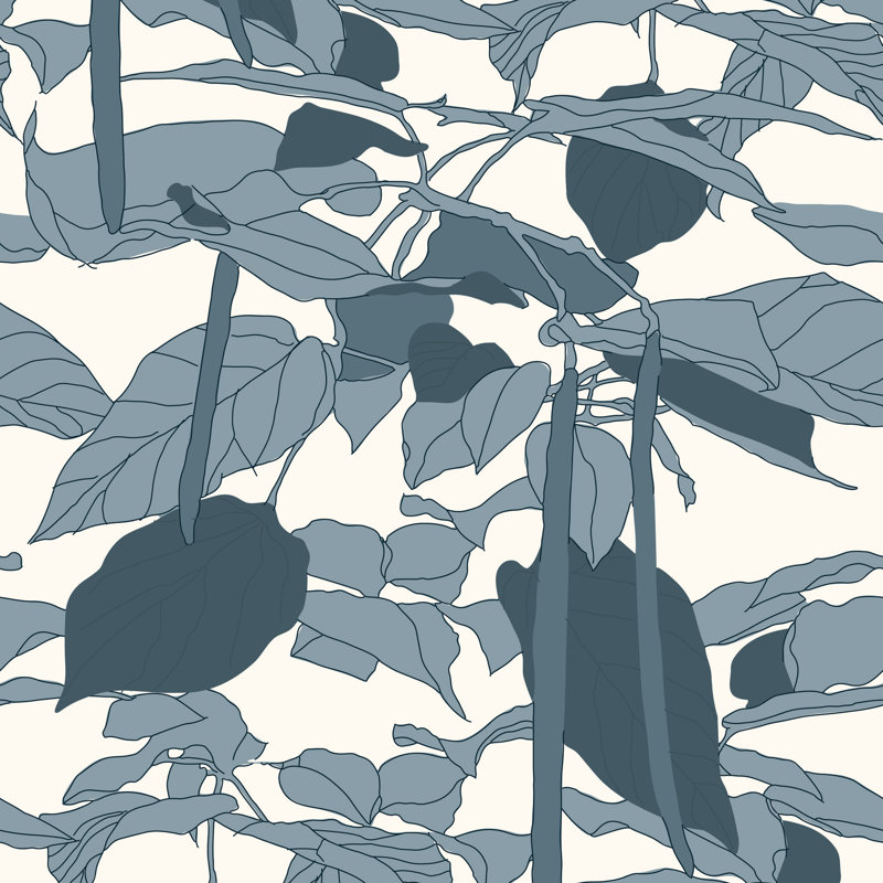 Canopy Sketch Floral Wallpaper Panel, Non-Pasted, Blue Smoke